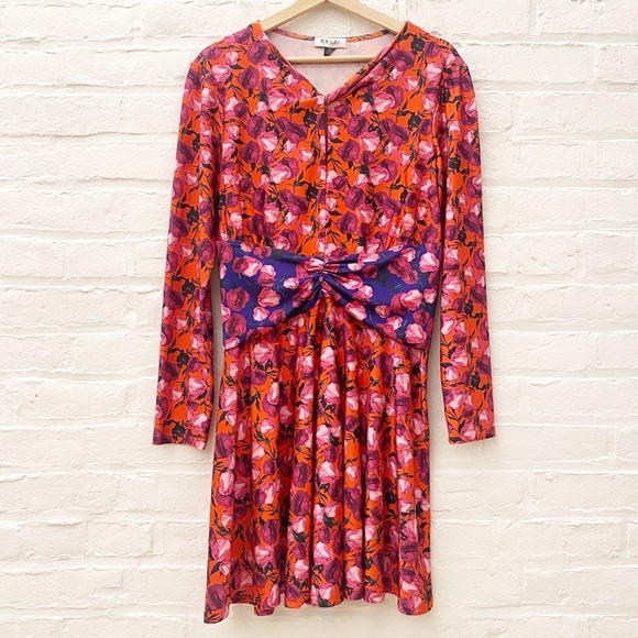 Anthropologie || Delfi Collective Morris Fit + Flare Mini Dress Floral Keyhole L - Picture 1 of 9